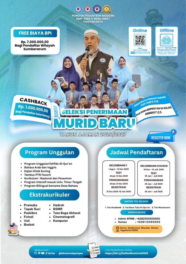 PPDB SMP IT BINA UMAT YOGYAKARTA 2026-2027